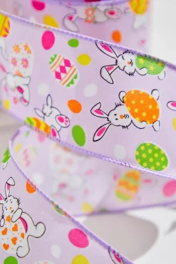 2.5" x 10 Yards Purple Bunny Eggs Ribbon