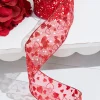 2.5" x 10 Yards Red Glitter Heart Sheer Red Ribbon