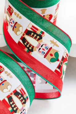 4" x 10 Yards Red/Green/White Nutcracker Ribbon