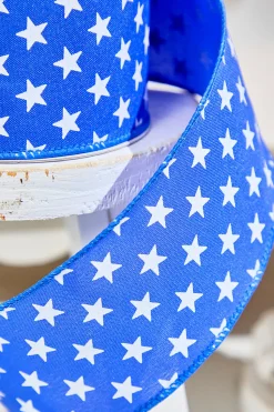 2.5" x 10 Yards Stars on Blue Ribbon