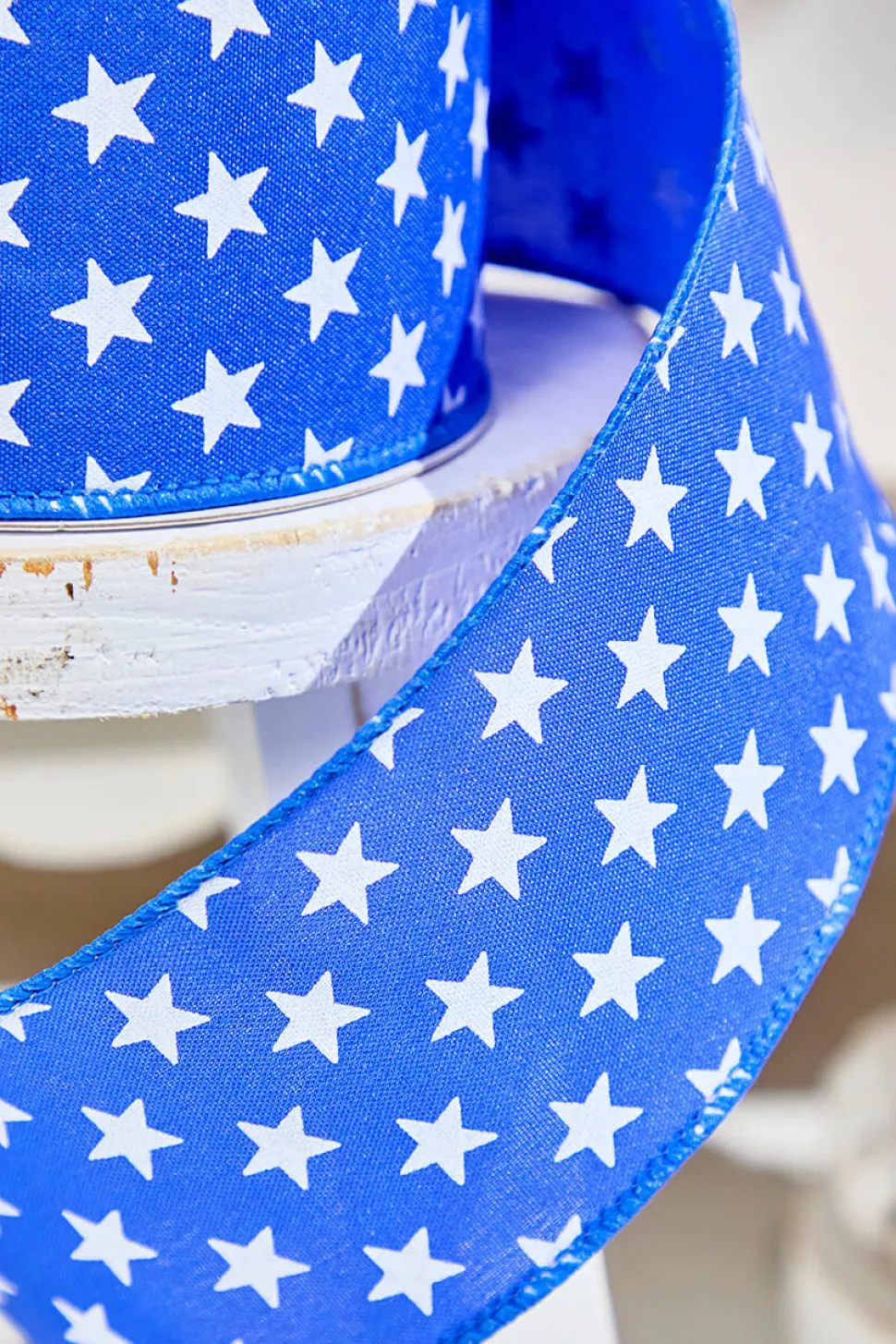 2.5" x 10 Yards Stars on Blue Ribbon