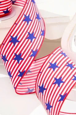 2.5" x 10 Yards Stars with Pinstripes Ribbon