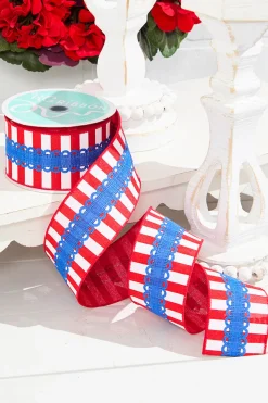 2.5" x 10 Yards Stripes with Lace Ribbon