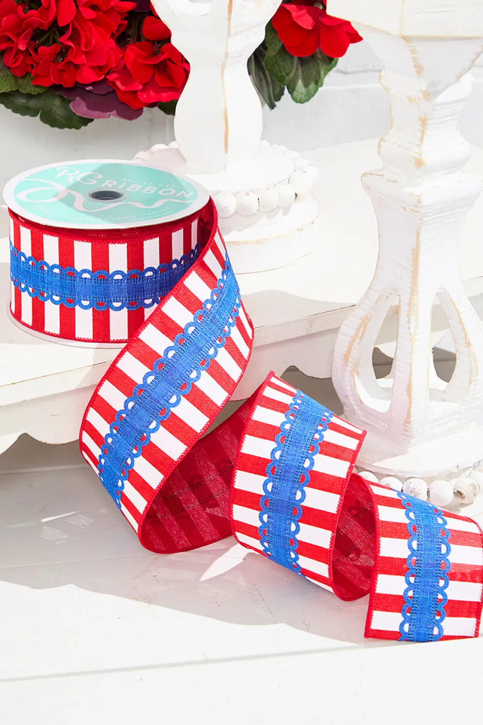 2.5" x 10 Yards Stripes with Lace Ribbon