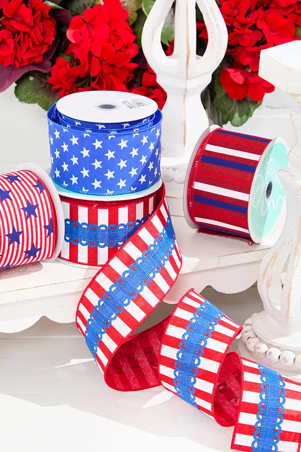 2.5" x 10 Yards Stripes with Lace Ribbon