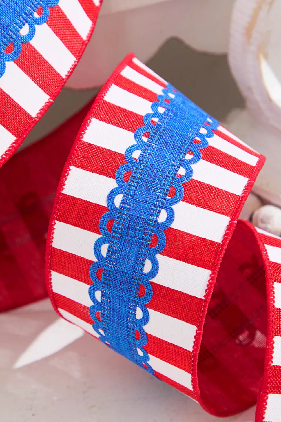 2.5" x 10 Yards Stripes with Lace Ribbon