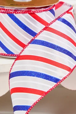 2.5" x 10 Yards 4th Of July Ribbon- Stripes