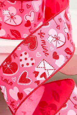 2.5" x 10 Yards Valentine Love Letter Ribbon