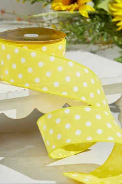 2.5" x 10 Yards Yellow Polka Dot Ribbon