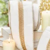 4" x 5 Yard White and Gold Velvet Ribbon