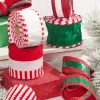 2.5" x 10 Yard White Dupioni with Red & White Piping Ribbon