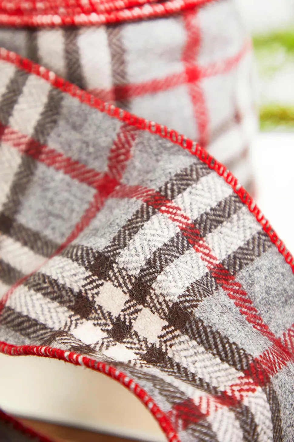 4" x 5 Yard Wool Check Plaid Ribbon