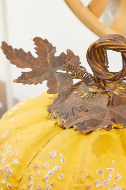 15" Yellow Metal Pumpkin